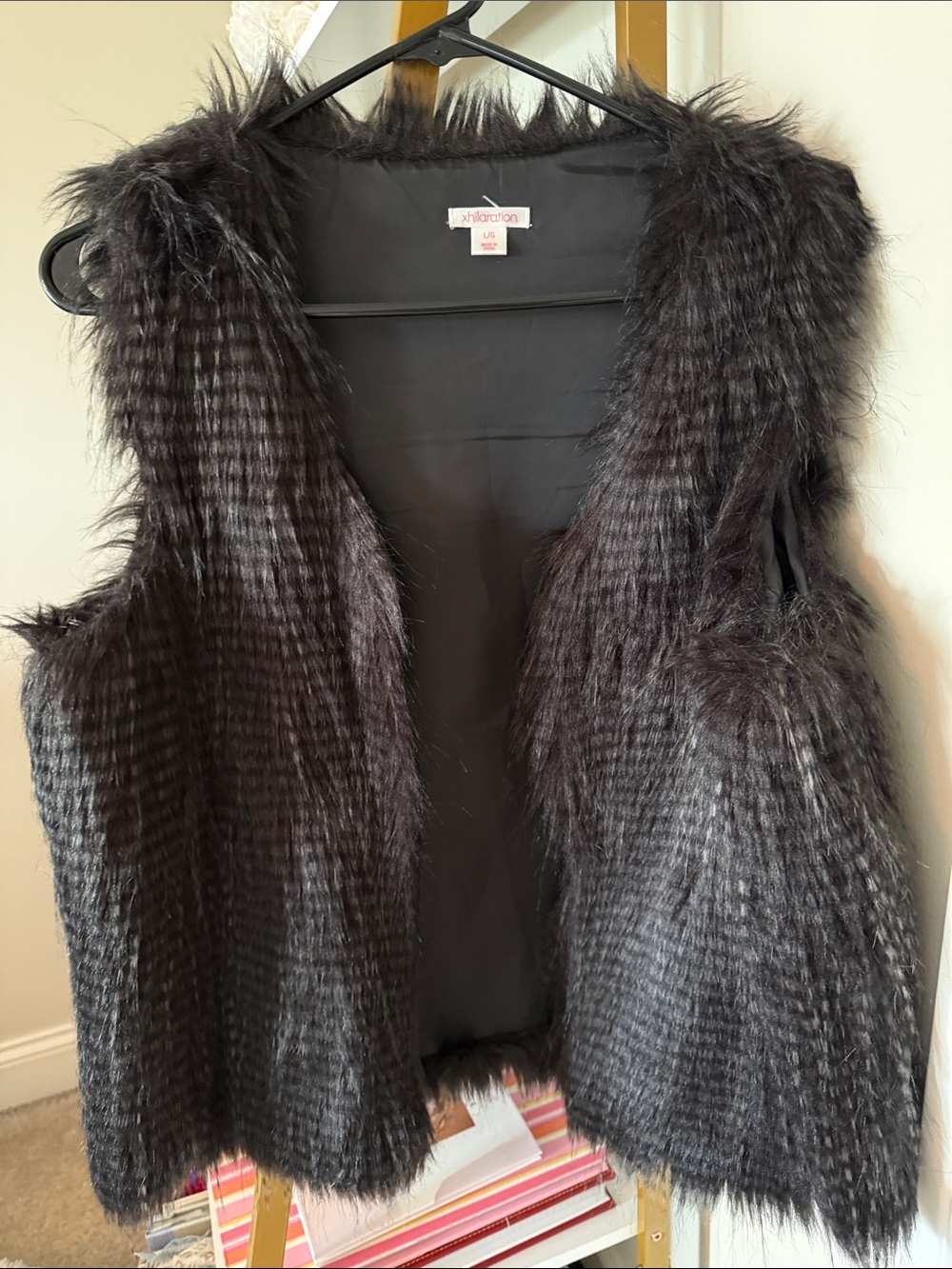 Xhilaration Black Faux Fur Sleeveless Vest